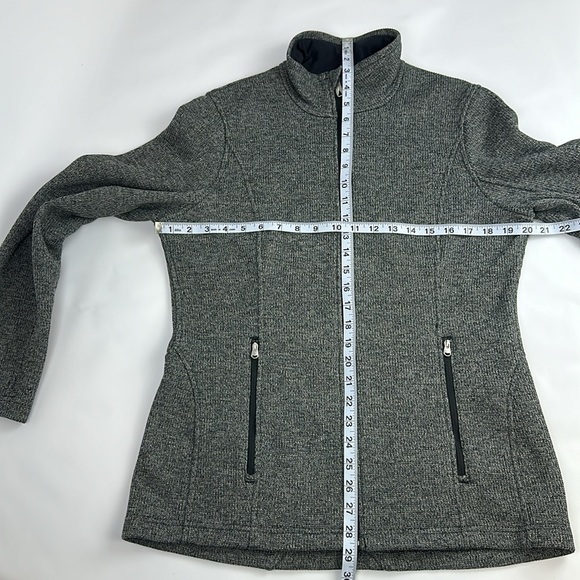 SPYDER Fleece Lined Sweater Jacket. Zip front & Pockets. Heather Black. Size LG. - Picture 6 of 11